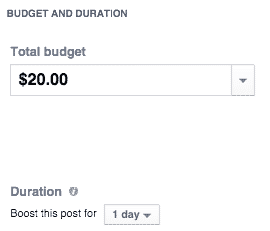 Budgets and times for your boosted posts on Facebook