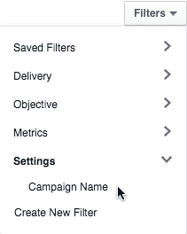 Facebook Ad Manager Filters