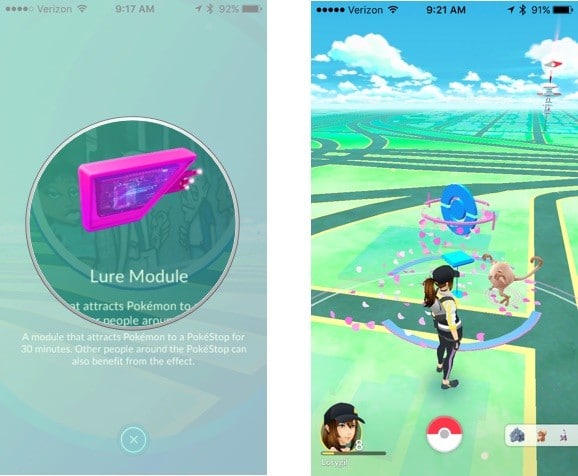 Set a lure on Pokemon GO and local advertising